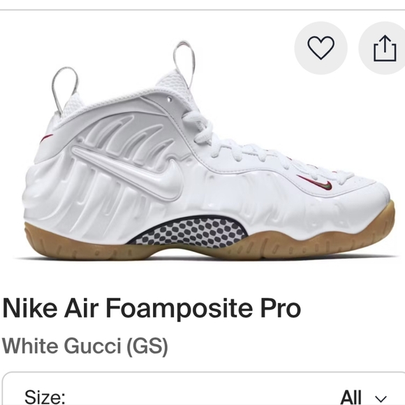 Nike Other - Nike Air Foamposite Pro (GS) Rare 2015 White Gucci Mens 6.5 Womens 8 EUC